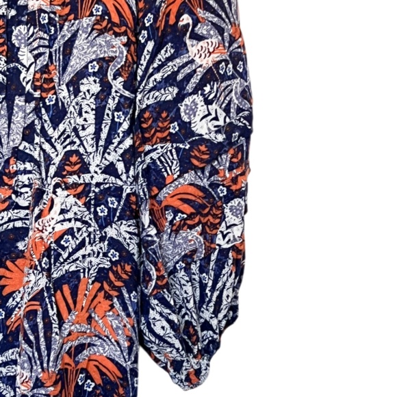 Maeve By Anthropologie Cathy Pleated Blouse with Blue and Orange Jungle Print XS - Picture 12 of 16
